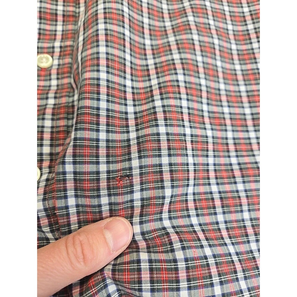 Ralph Lauren Button Down Short Sleeve Blake Red Green Plaid Shirt Men's Large - Picture 8 of 8